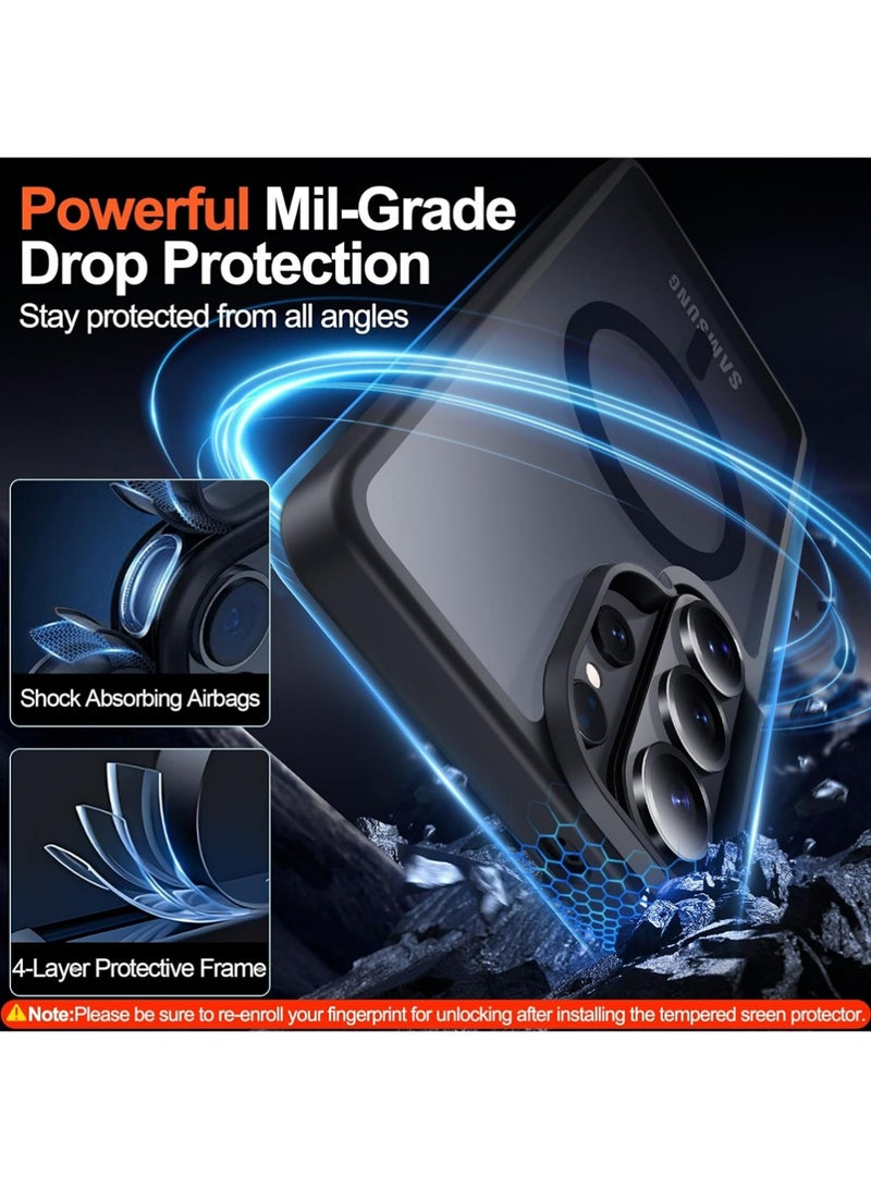 لـ Samsung S26 Ultra MagSafe Case Cover ، مع غطاء مغناطيسي 2 * حامي الشاشة ، قشرة هاتف حماية مقاومة للصدمات ، Matte Kickstand Slim Thin Back Cases لـ Galaxy S26 Ultra 5G (أسود) - view 5